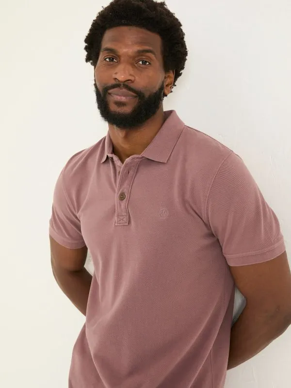 Fat Face Polo Shirts Men Purple Pique Polo
