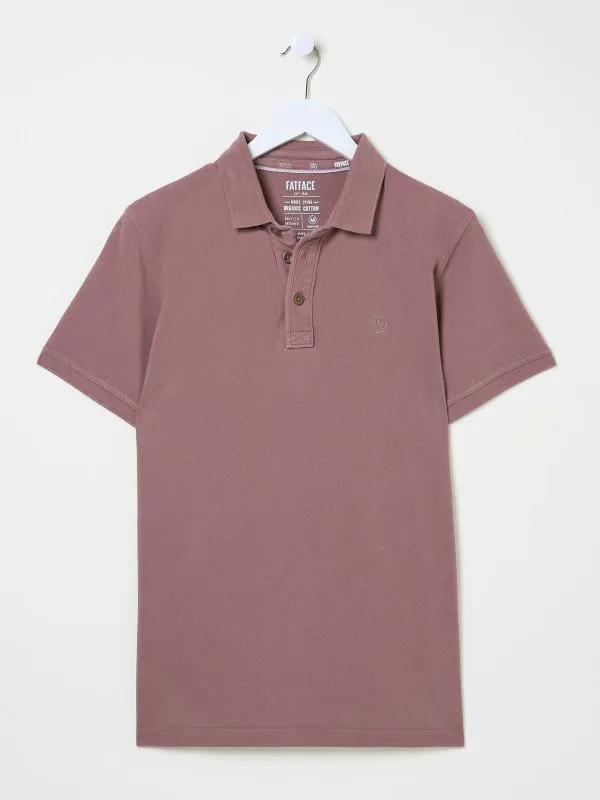 Fat Face Polo Shirts Men Purple Pique Polo