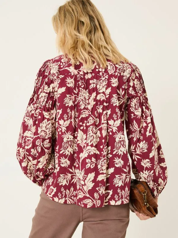 Fat Face Shirts and Blouses Women Burgundy Red 100 Cotton Sandy Blouse