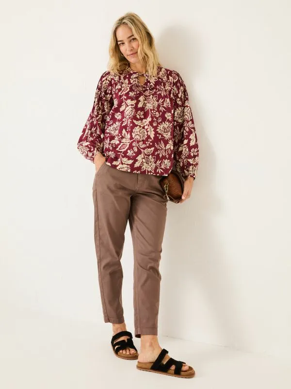 Fat Face Shirts and Blouses Women Burgundy Red 100 Cotton Sandy Blouse