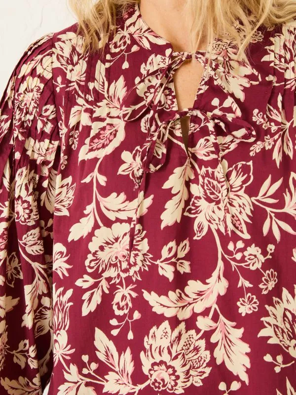 Fat Face Shirts and Blouses Women Burgundy Red 100 Cotton Sandy Blouse