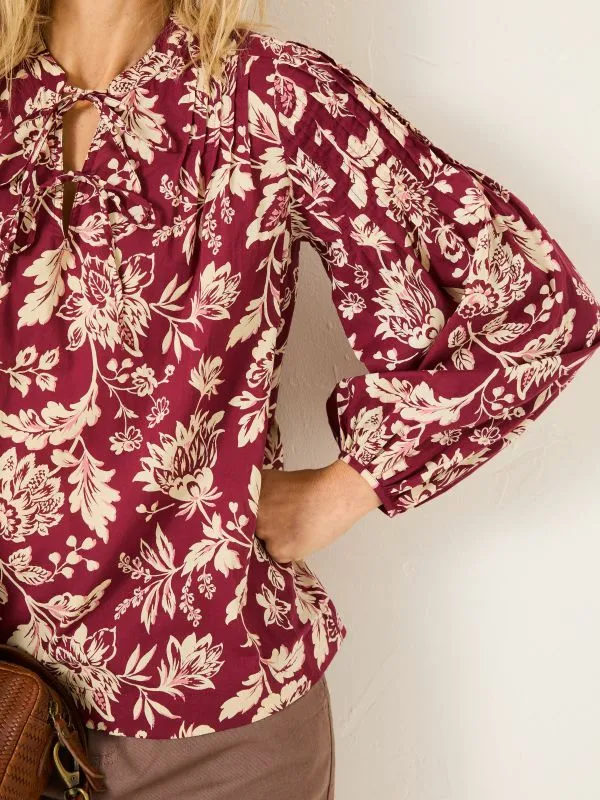 Fat Face Shirts and Blouses Women Burgundy Red 100 Cotton Sandy Blouse