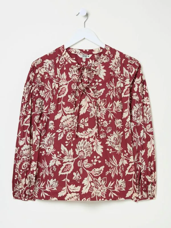 Fat Face Shirts and Blouses Women Burgundy Red 100 Cotton Sandy Blouse