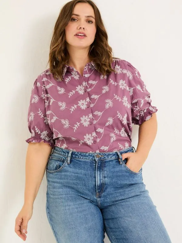 Fat Face Shirts and Blouses Women Dusky Purple Kat 100 Cotton Embroidered Shirt Fat Face Shirts and Blouses Women Dusky Purple Kat 100 Cotton Embroidered Shirt