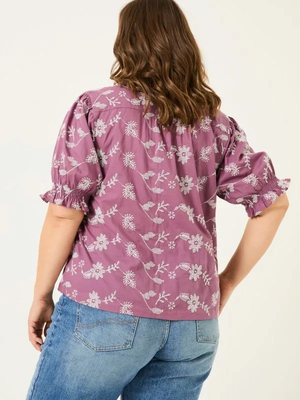 Fat Face Shirts and Blouses Women Dusky Purple Kat 100 Cotton Embroidered Shirt Fat Face Shirts and Blouses Women Dusky Purple Kat 100 Cotton Embroidered Shirt