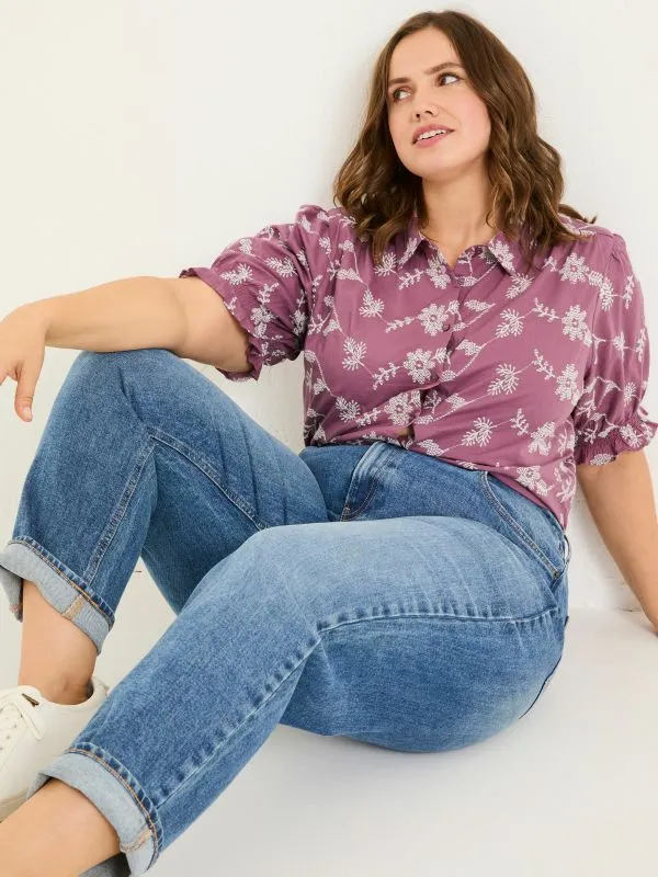 Fat Face Shirts and Blouses Women Dusky Purple Kat 100 Cotton Embroidered Shirt Fat Face Shirts and Blouses Women Dusky Purple Kat 100 Cotton Embroidered Shirt