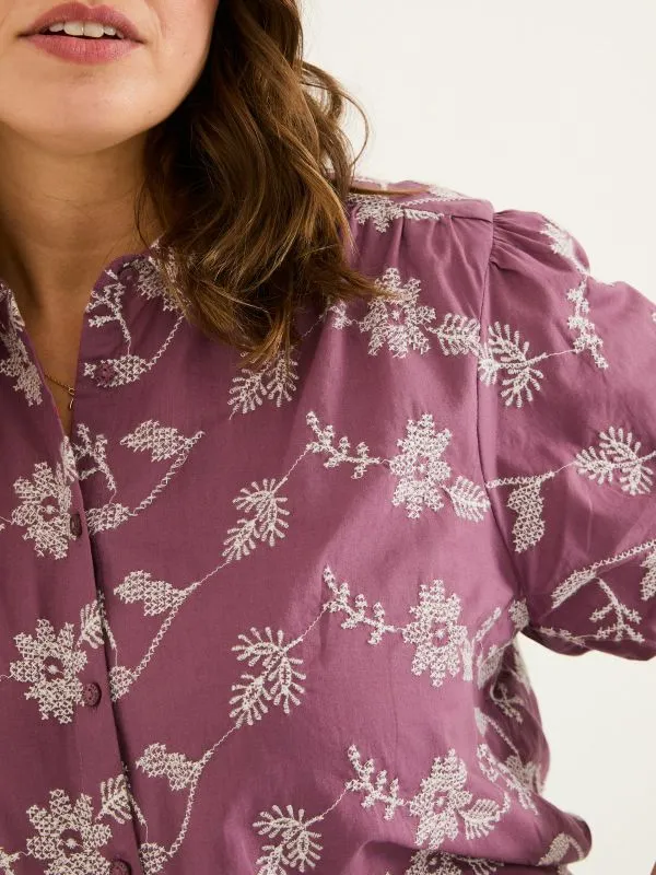 Fat Face Shirts and Blouses Women Dusky Purple Kat 100 Cotton Embroidered Shirt Fat Face Shirts and Blouses Women Dusky Purple Kat 100 Cotton Embroidered Shirt
