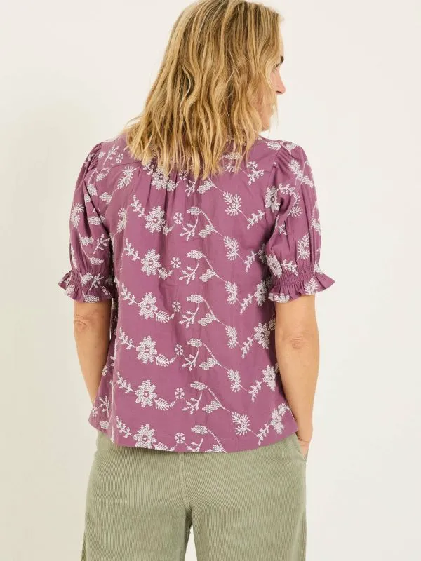 Fat Face Shirts and Blouses Women Dusky Purple Kat 100 Cotton Embroidered Shirt Fat Face Shirts and Blouses Women Dusky Purple Kat 100 Cotton Embroidered Shirt