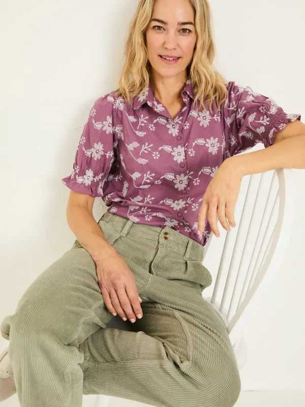 Fat Face Shirts and Blouses Women Dusky Purple Kat 100 Cotton Embroidered Shirt Fat Face Shirts and Blouses Women Dusky Purple Kat 100 Cotton Embroidered Shirt