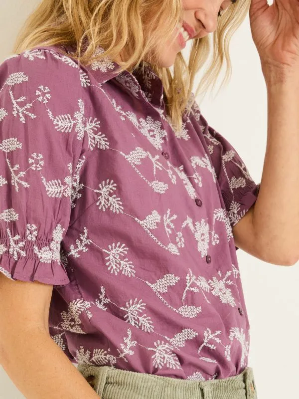 Fat Face Shirts and Blouses Women Dusky Purple Kat 100 Cotton Embroidered Shirt Fat Face Shirts and Blouses Women Dusky Purple Kat 100 Cotton Embroidered Shirt