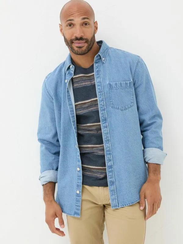 Fat Face Shirts Men Blue Denim Shirt
