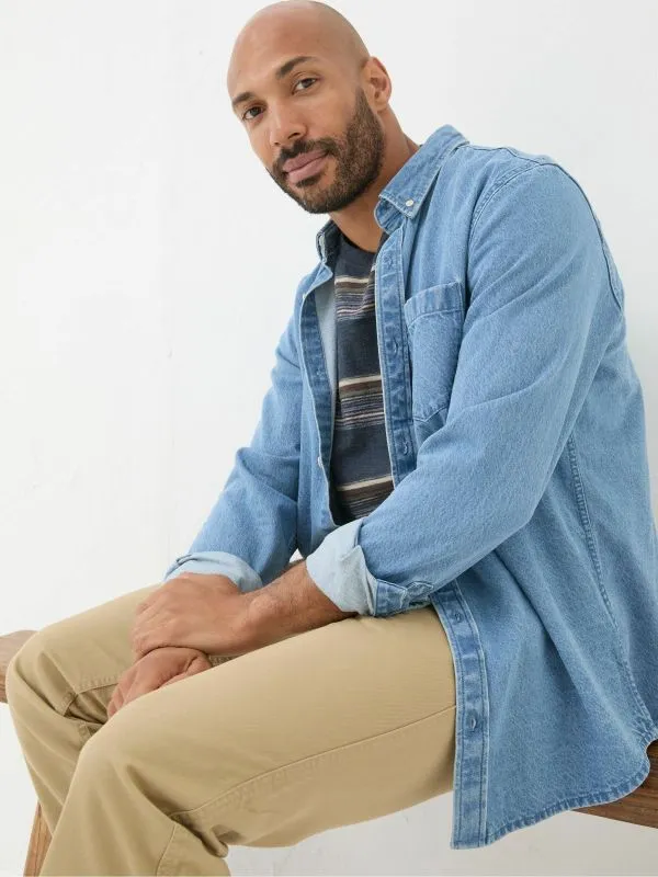 Fat Face Shirts Men Blue Denim Shirt