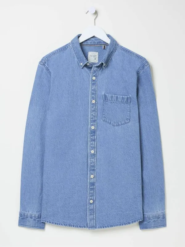 Fat Face Shirts Men Blue Denim Shirt