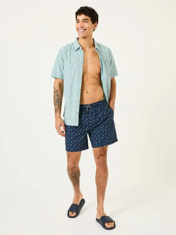 Fat Face Shorts Men Trevose Blue Geo Print Swim Shorts