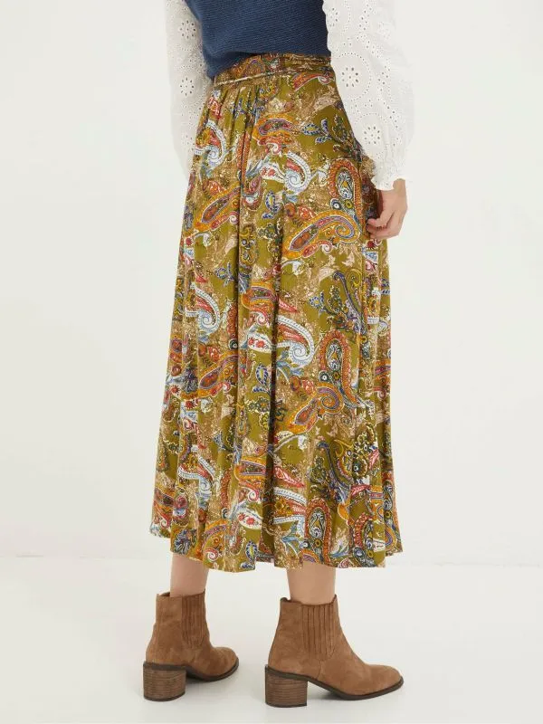 Fat Face Skirts Women Amelie Green Prairie Paisley Midi Skirt