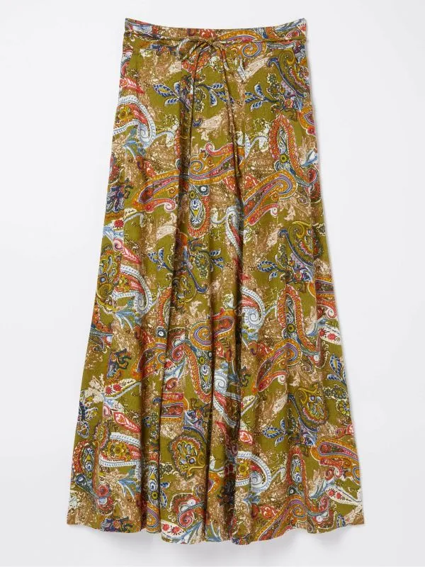Fat Face Skirts Women Amelie Green Prairie Paisley Midi Skirt