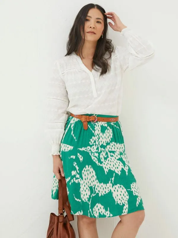 Fat Face Skirts Women Green Textured Leaves Skirt