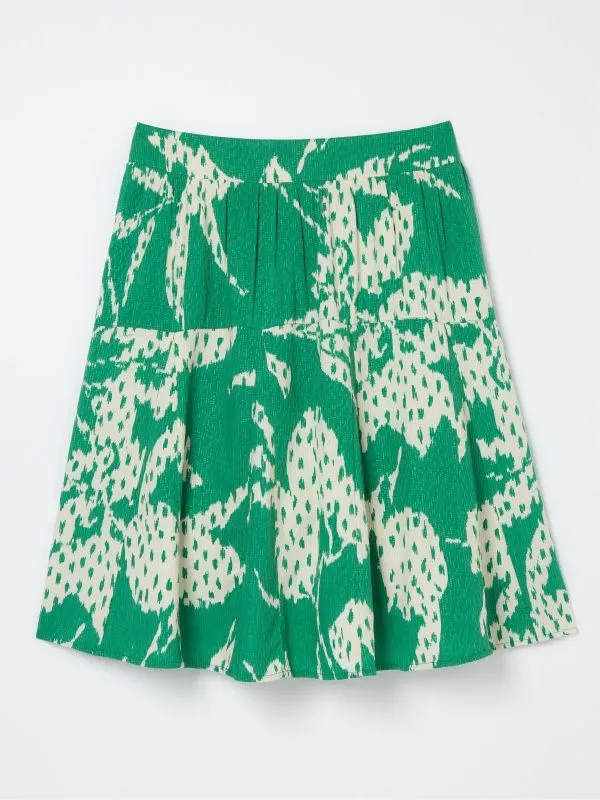Fat Face Skirts Women Green Textured Leaves Skirt