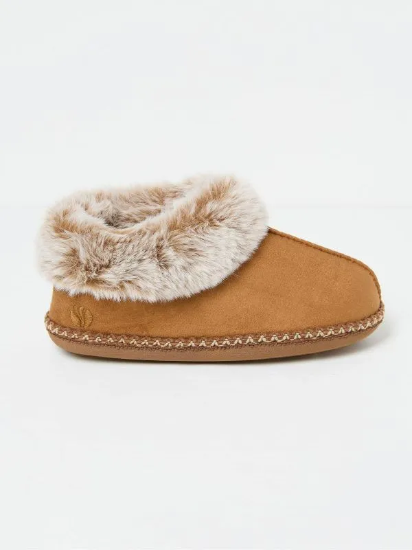 Fat Face Slippers Women Maia Tan Brown Boots Slippers