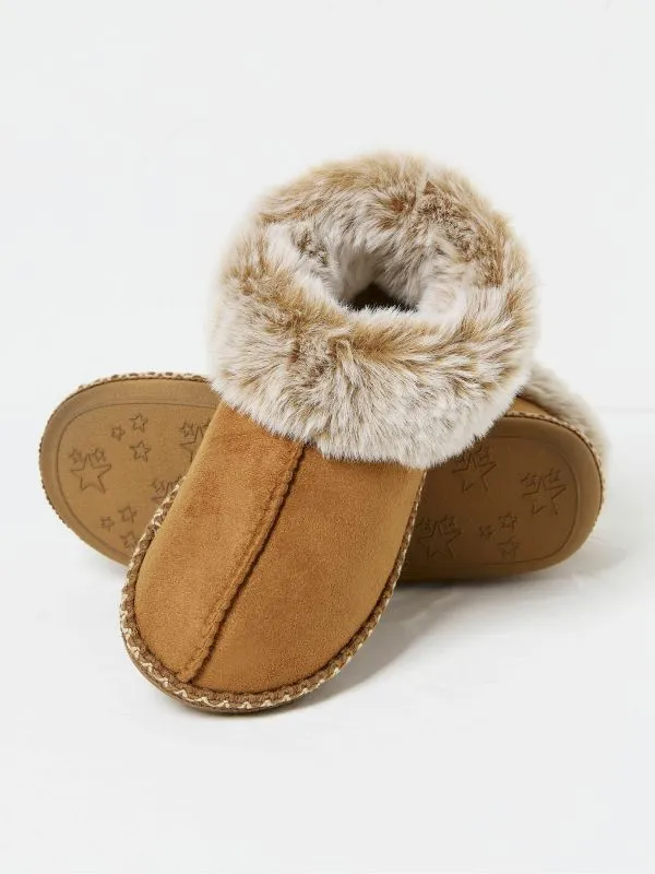 Fat Face Slippers Women Maia Tan Brown Boots Slippers
