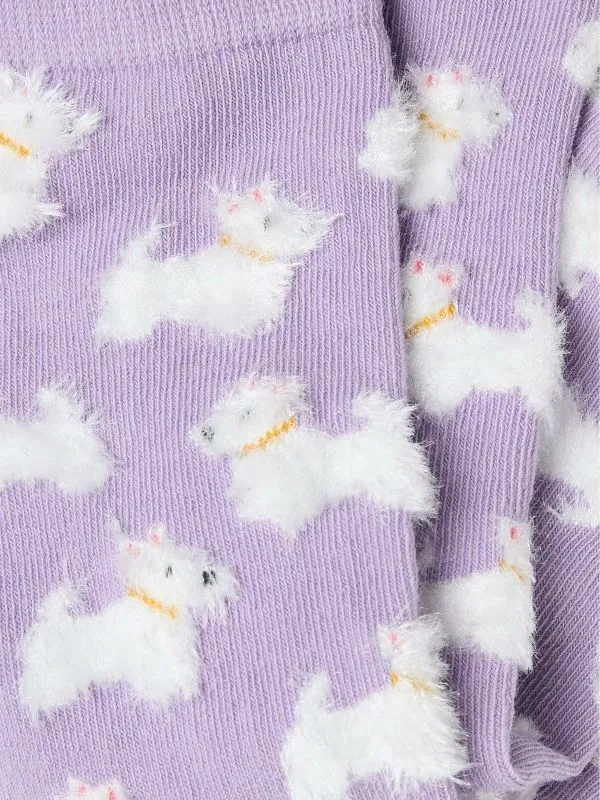 Fat Face Socks Women Lilac Purple Westie Socks