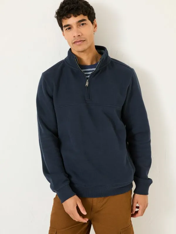 Fat Face Sweatshirts and Hoodies Men Brooke Navy Half Neck Sweatshirt