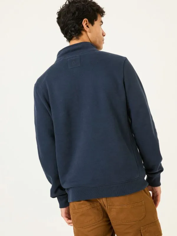 Fat Face Sweatshirts and Hoodies Men Brooke Navy Half Neck Sweatshirt