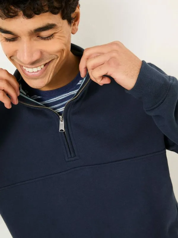 Fat Face Sweatshirts and Hoodies Men Brooke Navy Half Neck Sweatshirt