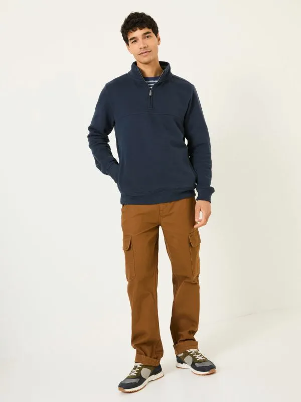 Fat Face Sweatshirts and Hoodies Men Brooke Navy Half Neck Sweatshirt