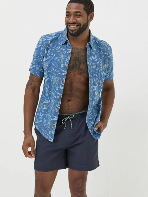 Fat Face Swimwear Men Blue Trevose Plain Swim Shorts