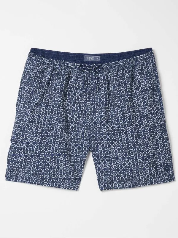 Fat Face Swimwear Men Blue Trevose Tile Print Swim Shorts