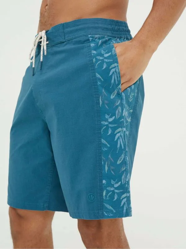 Fat Face Swimwear Men Camber Green Panel Print Swim Shorts