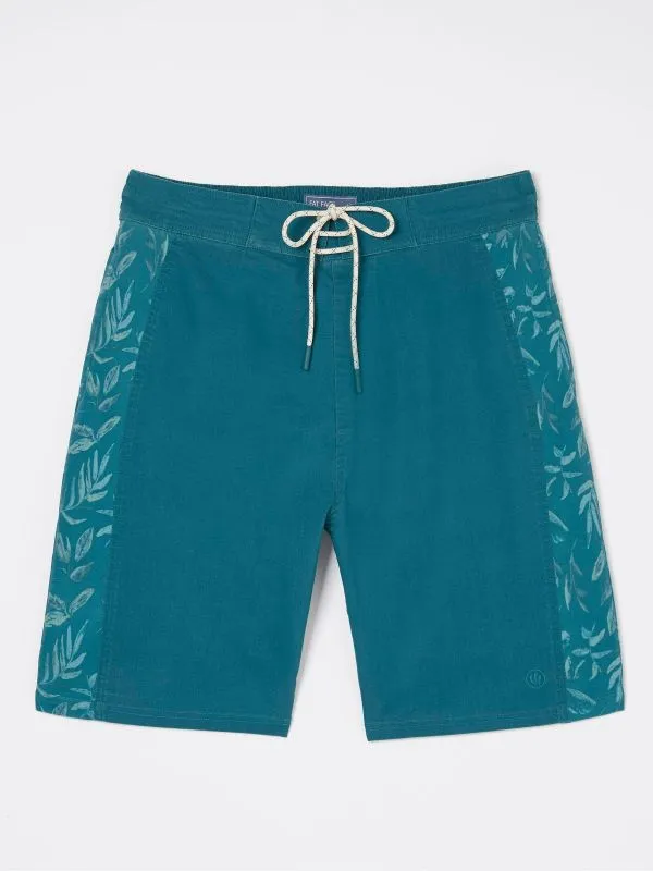Fat Face Swimwear Men Camber Green Panel Print Swim Shorts