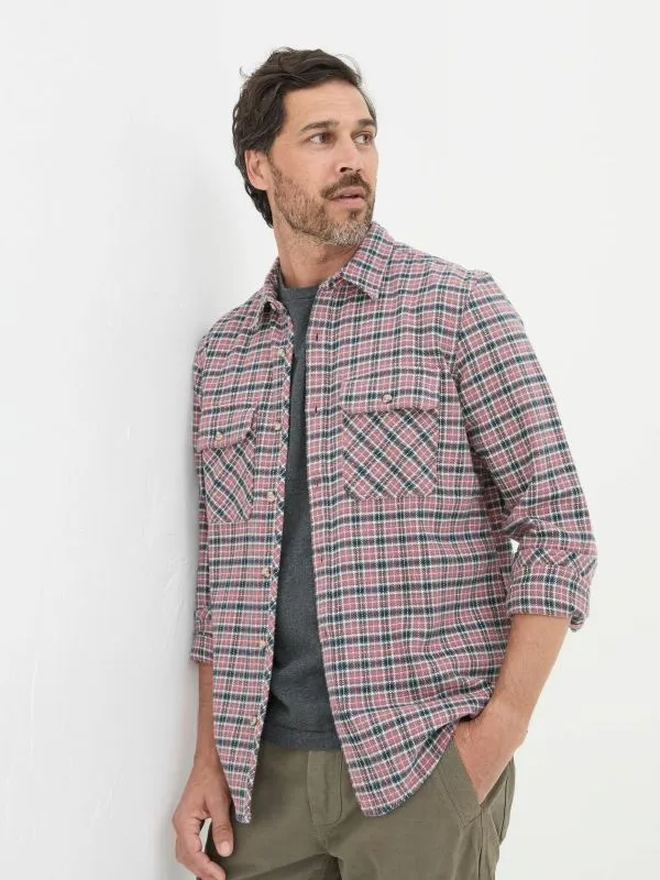 Fat Face Tall Collection Men Bardon Pink 100 Cotton Long Sleeve Check Shirt