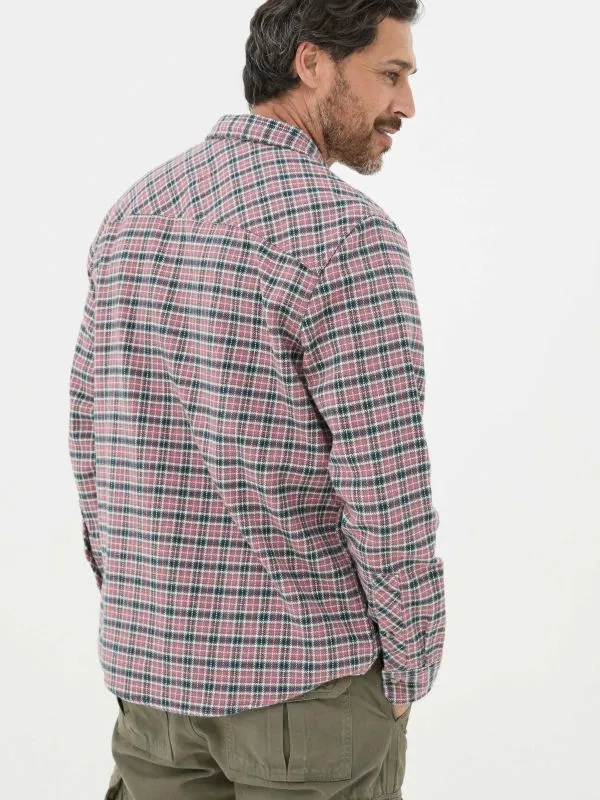 Fat Face Tall Collection Men Bardon Pink 100 Cotton Long Sleeve Check Shirt