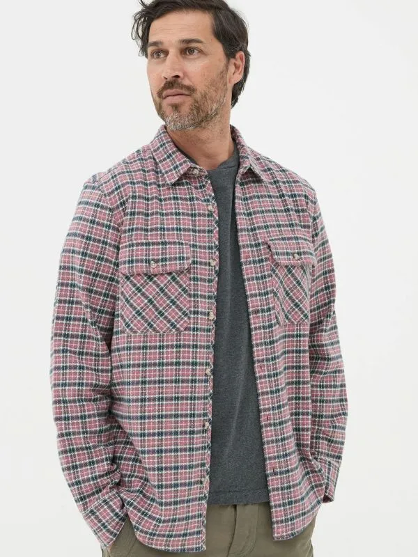 Fat Face Tall Collection Men Bardon Pink 100 Cotton Long Sleeve Check Shirt