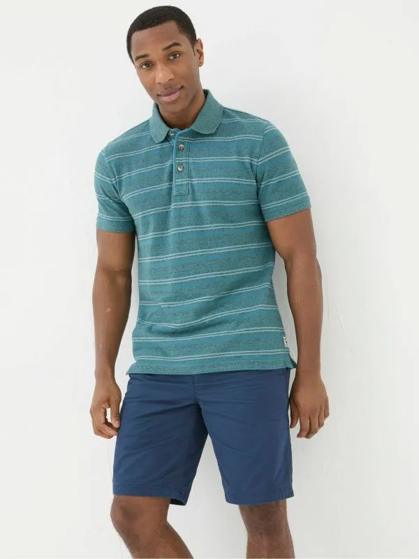 Fat Face Tall Collection Men Blue Stripe Pique Polo Shirt