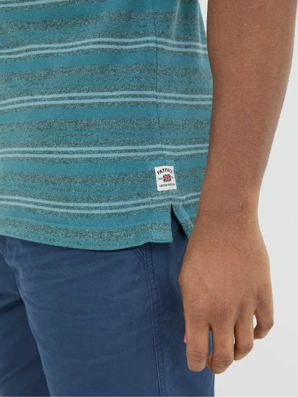 Fat Face Tall Collection Men Blue Stripe Pique Polo Shirt