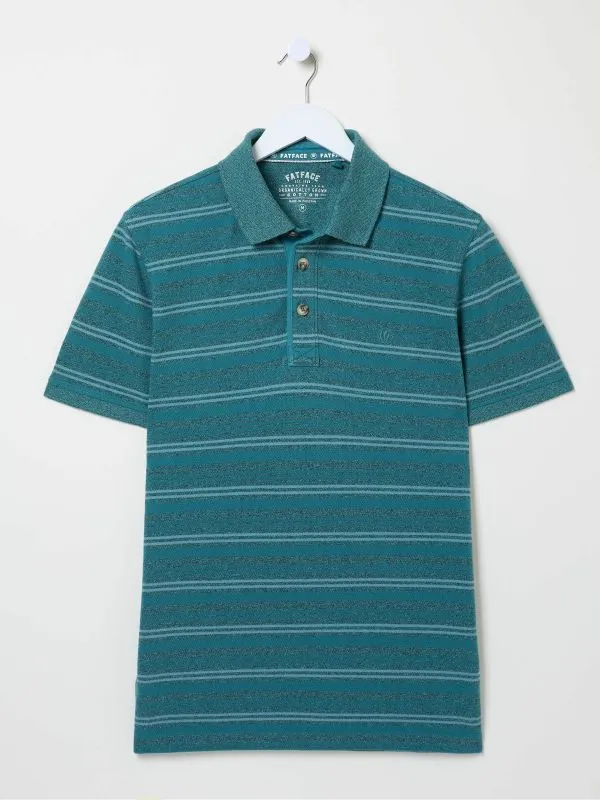 Fat Face Tall Collection Men Blue Stripe Pique Polo Shirt