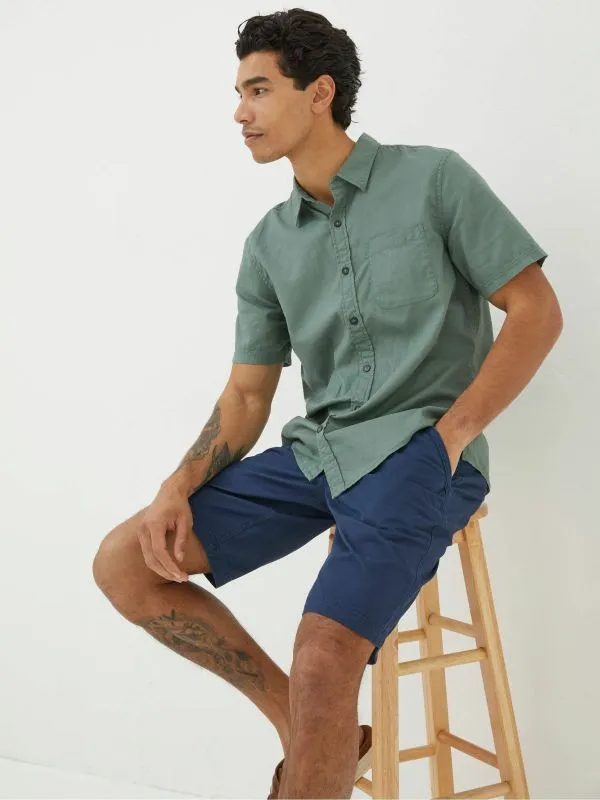 Fat Face Tall Collection Men Bugle Green Linen Cotton Shirt