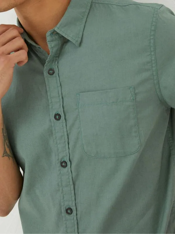 Fat Face Tall Collection Men Bugle Green Linen Cotton Shirt