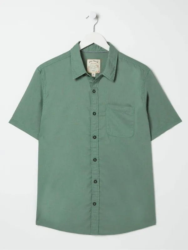 Fat Face Tall Collection Men Bugle Green Linen Cotton Shirt