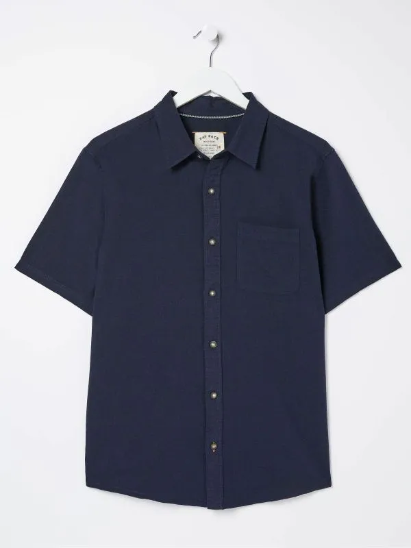 Fat Face Tall Collection Men Bugle Navy Blue Linen Cotton Shirt