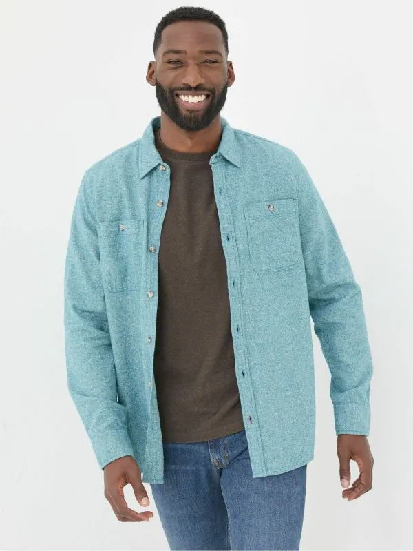 Fat Face Tall Collection Men Green Long Sleeve Malton Shirt