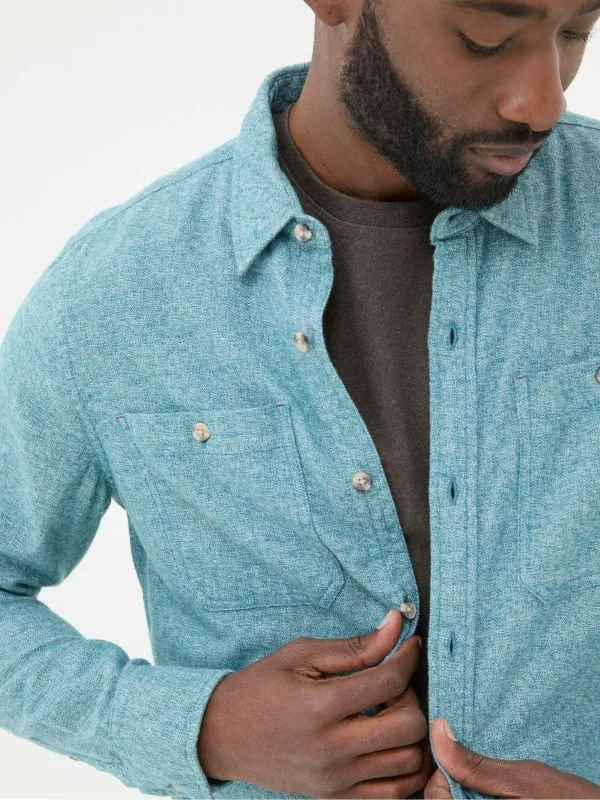 Fat Face Tall Collection Men Green Long Sleeve Malton Shirt