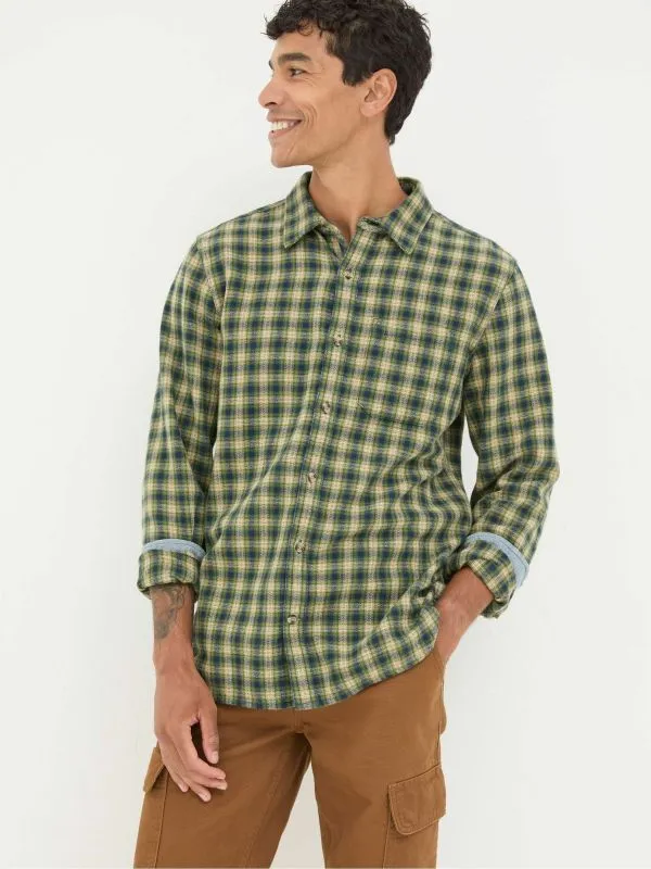 Fat Face Tall Collection Men Green Long Sleeve Read Check Shirt
