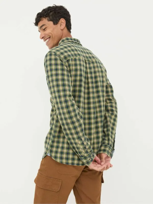 Fat Face Tall Collection Men Green Long Sleeve Read Check Shirt
