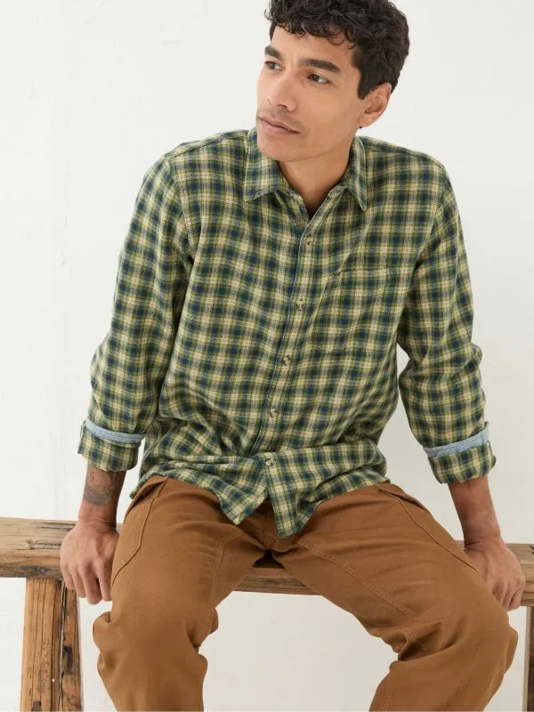 Fat Face Tall Collection Men Green Long Sleeve Read Check Shirt