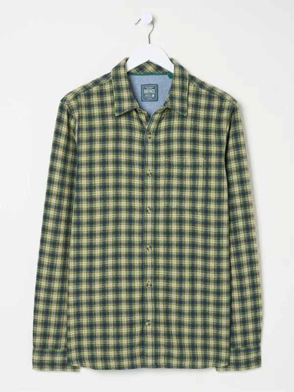 Fat Face Tall Collection Men Green Long Sleeve Read Check Shirt