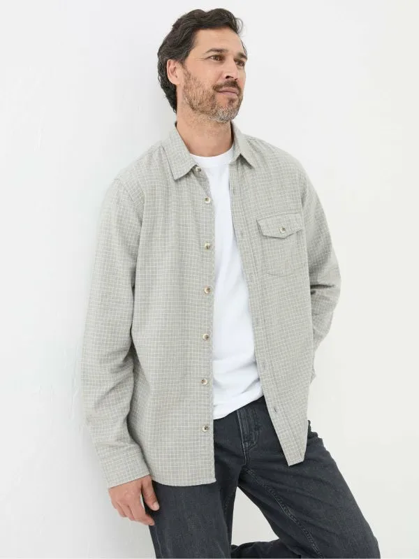 Fat Face Tall Collection Men Grey Long Sleeve Grantham Grid Check 100 Cotton Shirt